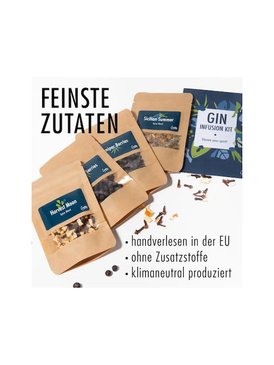Craftly – Gin Infusion Kit – Δημιουργήστε Δικό Σας Μοναδικό Gin Eu-de-mn-dyg-mfn Ποτήρι Κοκτέιλ/Ποτού / Νερού από Γυαλί σε Πορτοκαλί Χρώμα 700ml