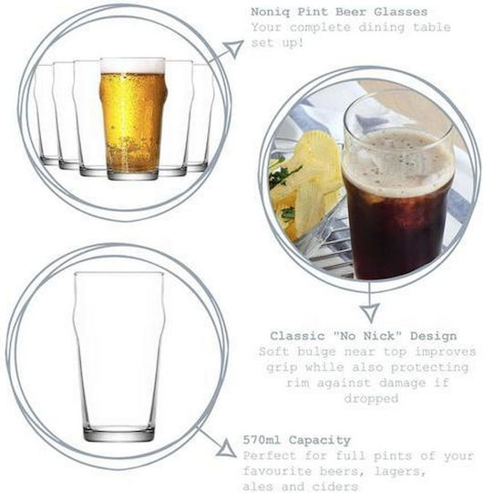 Gurallar Set of Glasses Beer, μπίρας made of Glass 570ml 12pcs