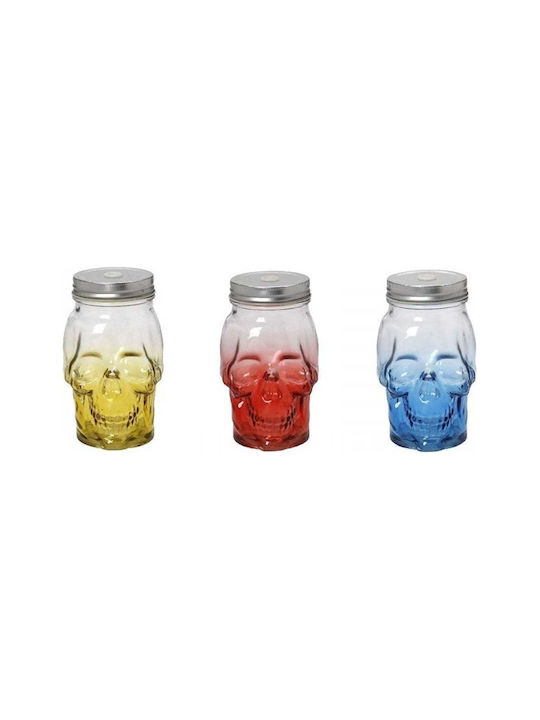 Espiel Skull Glass Water made of Glass in Yellow Color with straw 500ml