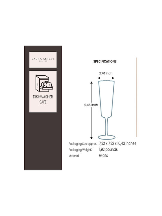 Laura Ashley Set Gläser Champagner aus Glas Mit Stiel 210ml 4Stück