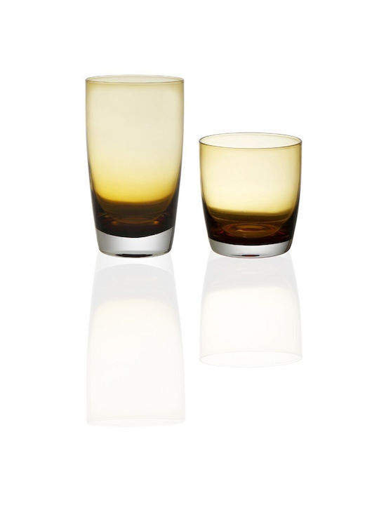 Cryspo Trio Irid Set of Glasses Whiskey made of Glass in Honey Color 6pcs