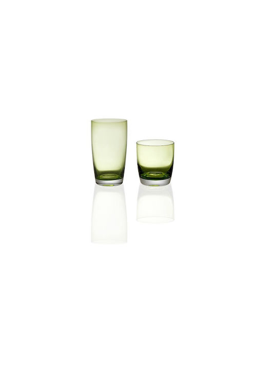 Cryspo Trio Irid Set of Glasses Whiskey made of Glass in Green Color 6pcs