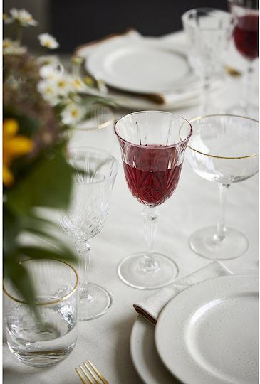 Lyngby Set of Glasses for White and Red Wine made of Crystal in Red Color Stemmed 4pcs