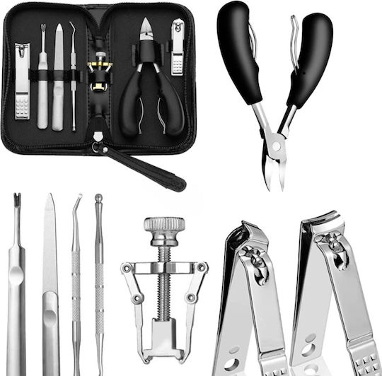 Set Profesional Manichiură Pedichiură 8 În 1 Foarfecă Pentru Unghii Îngroșate Din Oțel Inoxidabil Pilă Carcasă Premium