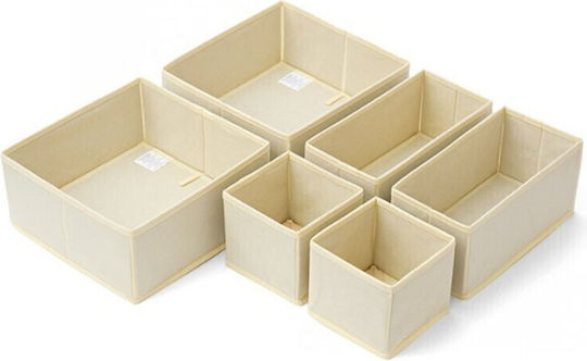 Stoff Schubladenorganisator für Socken / Unterwäsche / Krawatten in Weiß Farbe 6Stück