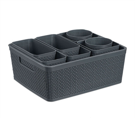 Relaxdays Organizator de Sertare în Culoare Gri 13x28.5x35cm 10 Bucăți