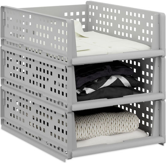 Relaxdays Husă De Depozitare Din Plastic Pentru Haine Culoare Gri 13x33.5x43.5cm 3 Bucăți