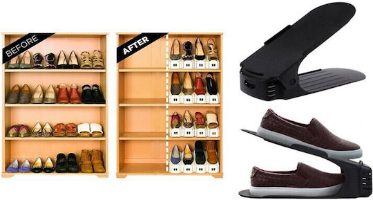 Plastic Shoe Box in Black Color 25x10x6cm 4 Pieces
