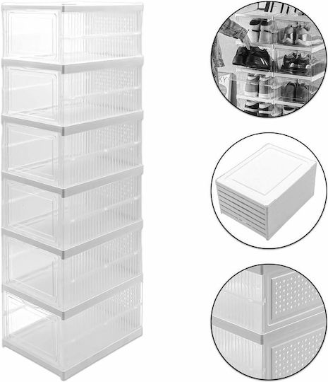 Folding Plastic Shoe Case in White Colour 25.5x34.5x105cm