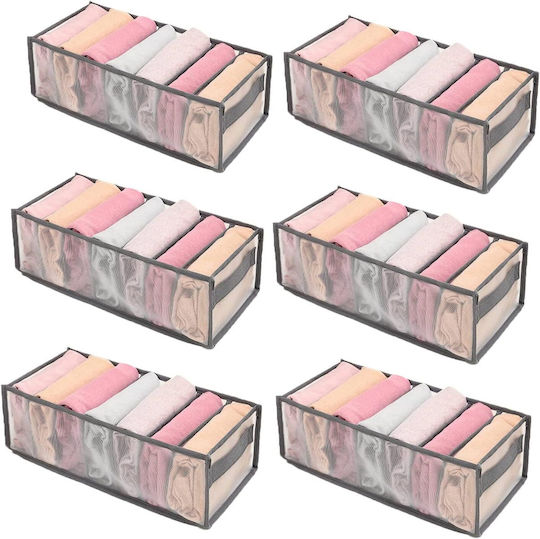 material textil Husă pentru Șosete / Lenjerie intimă / Haine în Culoare Gri 17x36x12cm 6buc
