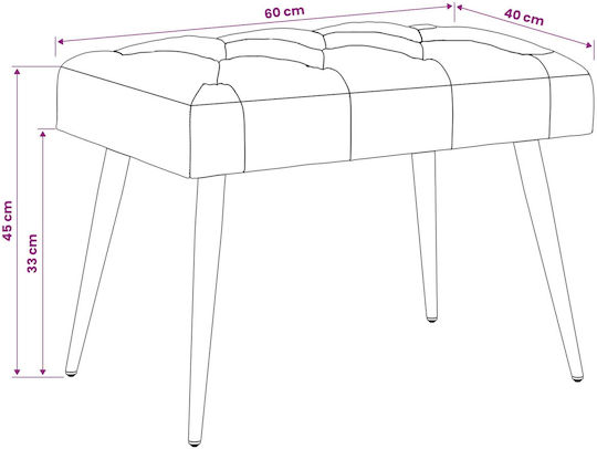 Velvet Yellow Dining Bench 60x40x45cm