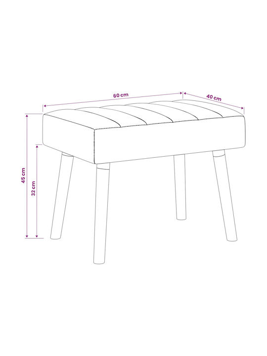 Dining Bench With Soft Yellow Fabric Upholstery 60x40x45cm
