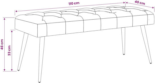 Πάγκος Τραπεζαρίας Βελούδινος Μαύρο 110x40x46εκ.