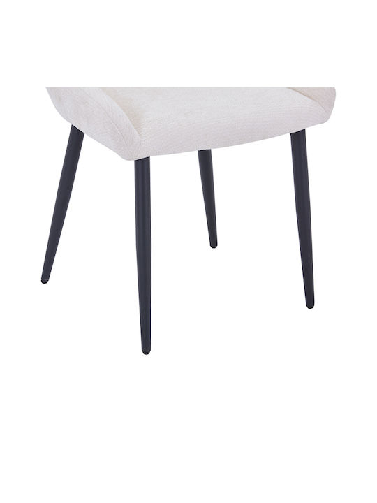 Larissia Dining Chair with Fabric Upholstery White 53x59x89cm