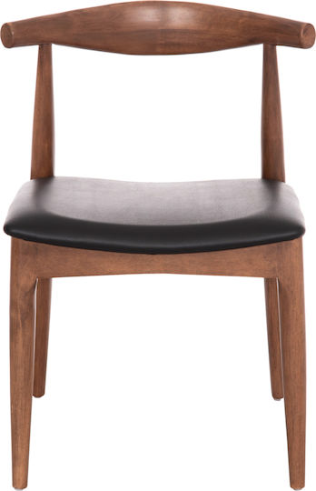 Rubberwood Dining Chairs with Artificial Leather Upholstery Walnut-Black 2pcs 55x51x75cm