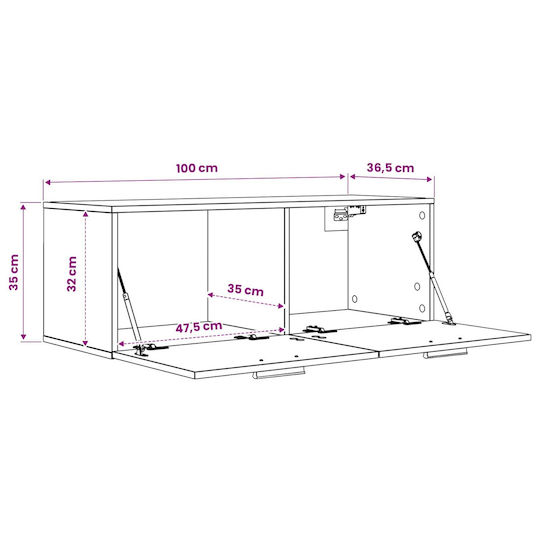 vidaXL Πάγκος χωρίς Νιπτήρα Μ100xΒ36.5xΥ35cm Παλαιωμένο Ξύλο