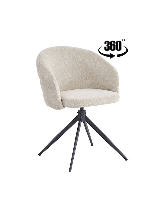 Dining Chair with Beige Fabric Upholstery