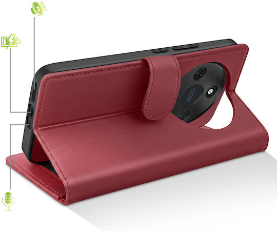 Mayaxess 2 În 1 Husa Wallet Honor Magic 8 Lite Capac Detasabil Bordo