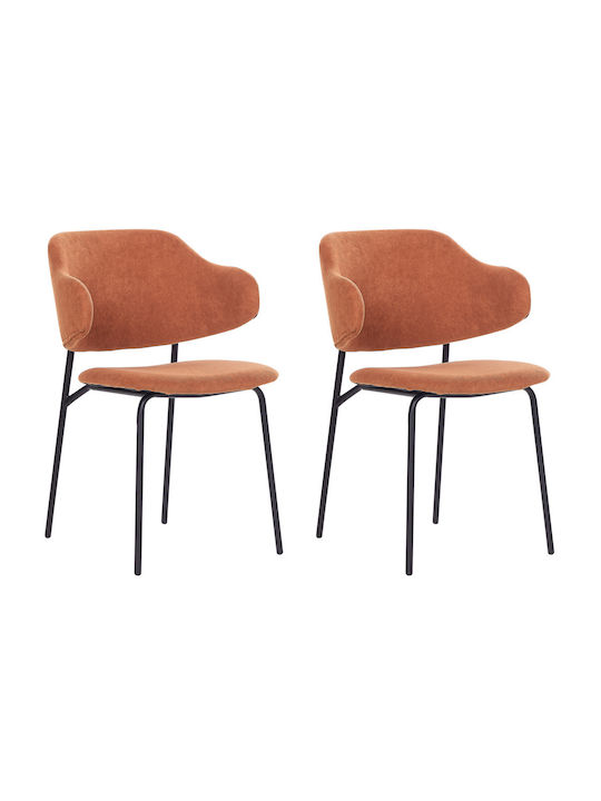 Dining Chair Set 2 Fabric Orange Kenai