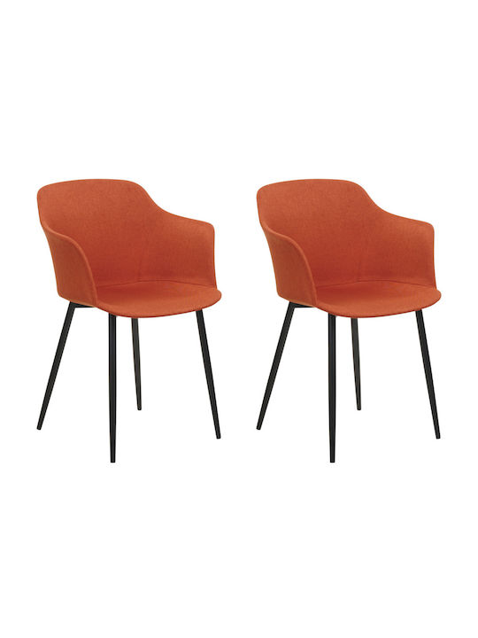 Dining Chair Set 2 Fabric Orange Elim