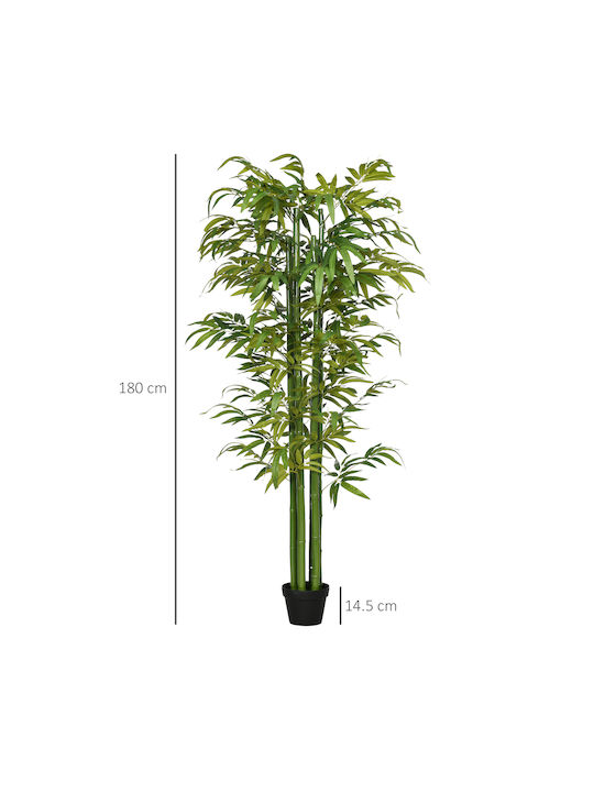 Homcom Artificial Bamboo Realistic Appearance Pot Indoor Space 180 Cm Green Black