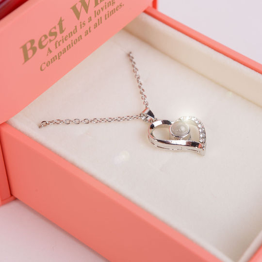 Set 9 Künstliche Rosen In Einer Geschenkbox 11cm Halskette Dekorative Ewige Rosen Herzanhänger