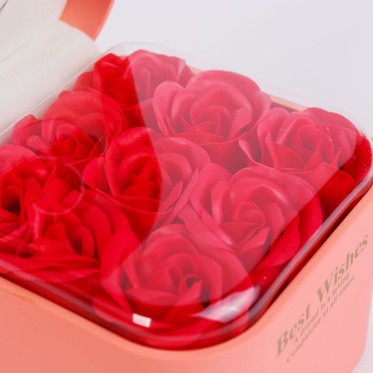 Set 9 Artificial Roses In A Gift Box 11cm Necklace Decorative Eternal Roses Heart Pendant