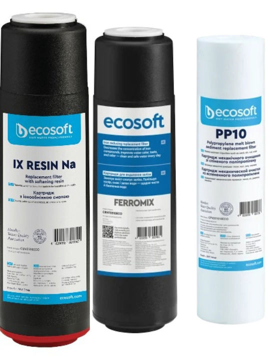 Ecosoft Ανταλλακτικό Φίλτρο Νερού Αντίστροφης Όσμωσης από Ενεργό Άνθρακα 10" 3τμχ