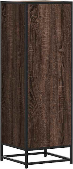 Wall Living Room Display Cabinet Made of Wood & Metal with Windowed Brown 35.5x35x106.5cm