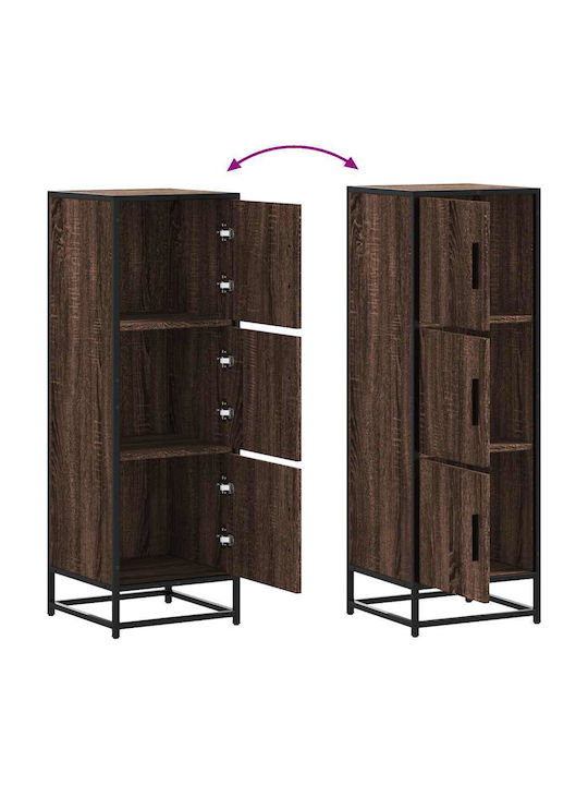 Wand Wohnzimmer Vitrine aus Holz & Metall mit Verglastem Braunen 35.5x35x106.5cm