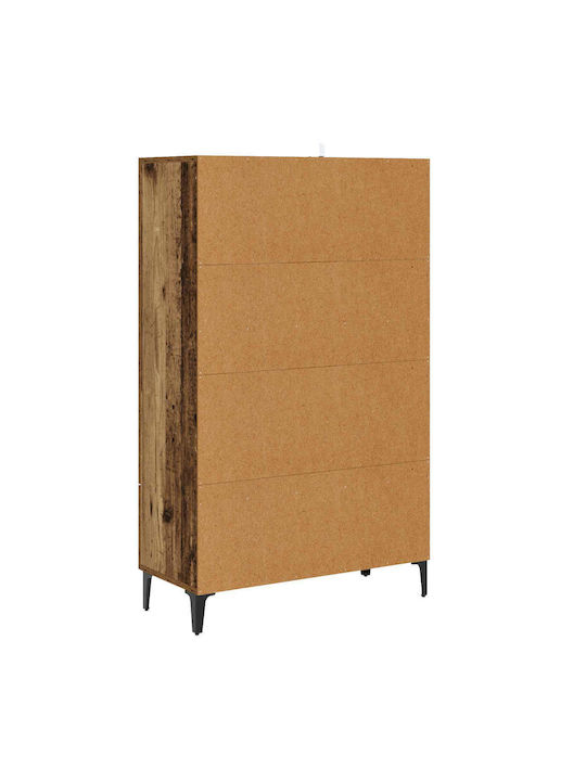 Wall Living Room Display Cabinet Made of Particle Board with Windowed Aged Wood 70x31x115cm