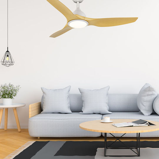 Primo PRCF-80726 Deckenventilator 132.08cm mit Leuchte Beiges / Weißes