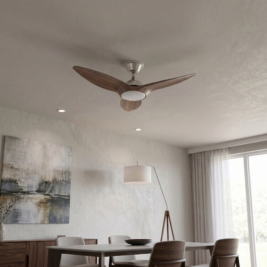 Eurolamp Ανεμιστήρας Οροφής 132cm με Φως Καφέ / Γκρι
