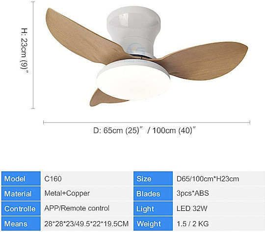 Home Lighting Ανεμιστήρας Οροφής 65cm με Φως Λευκός