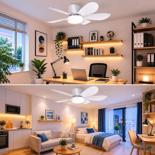 Andowl Deckenventilator mit Leuchte Weiß