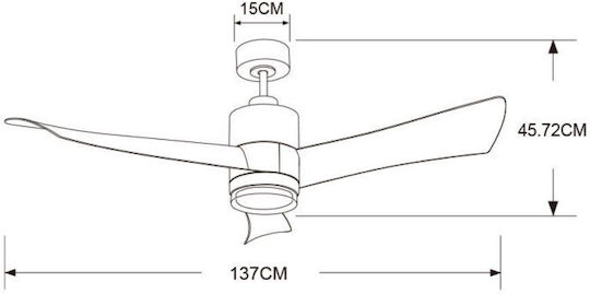 Primo Primo Ceiling Fan 137cm with Light Fixture Brown / Black