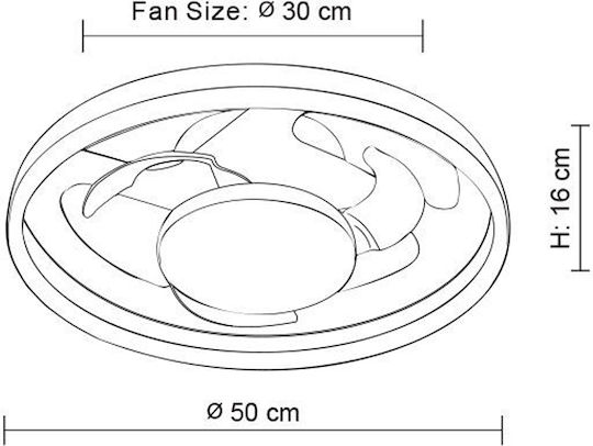 Primo PRCF-80725 Closed Type (Ceiling Light) 50.8cm With Light Black