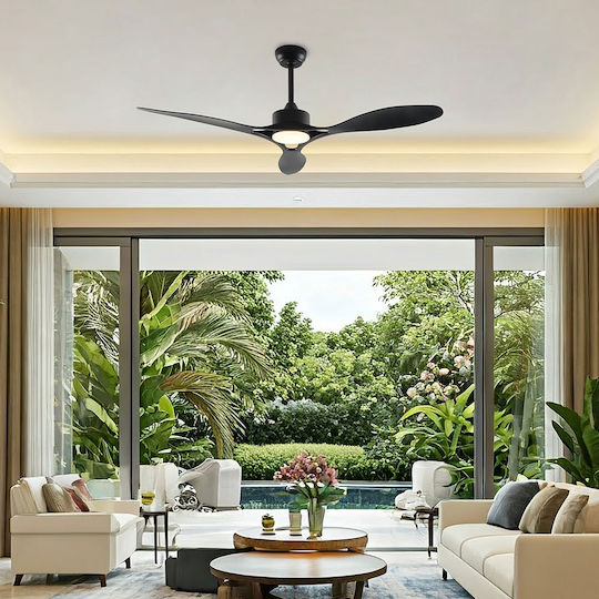 Aca Ceiling Fan 132cm with Light Black