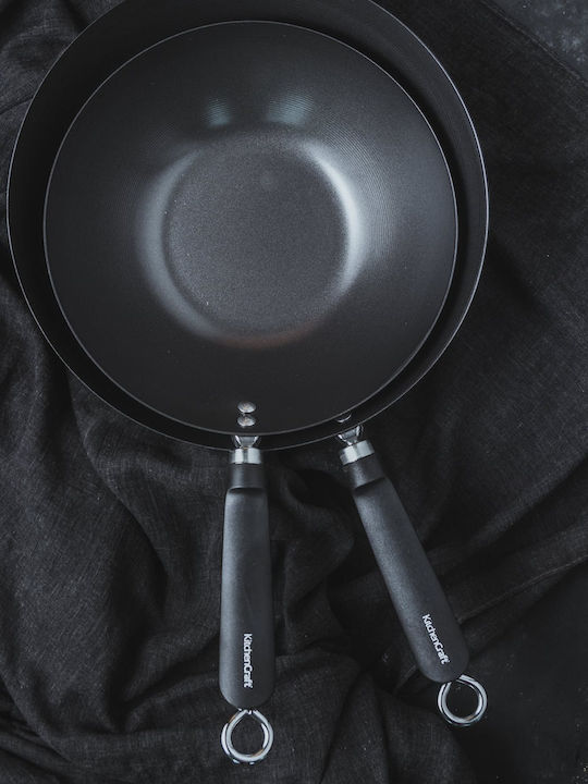 Kitchen Craft Wok από Ανθρακούχο Χάλυβα με Αντικολλητική Επίστρωση 26.5cm