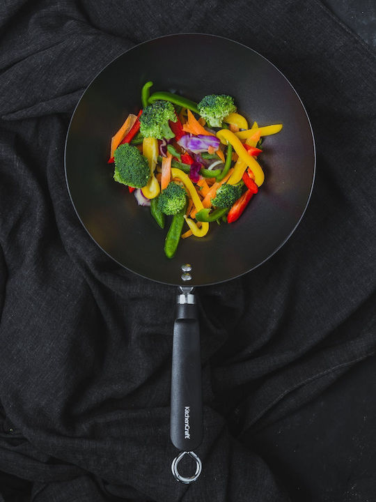 Kitchen Craft Wok από Ανθρακούχο Χάλυβα με Αντικολλητική Επίστρωση 26.5cm
