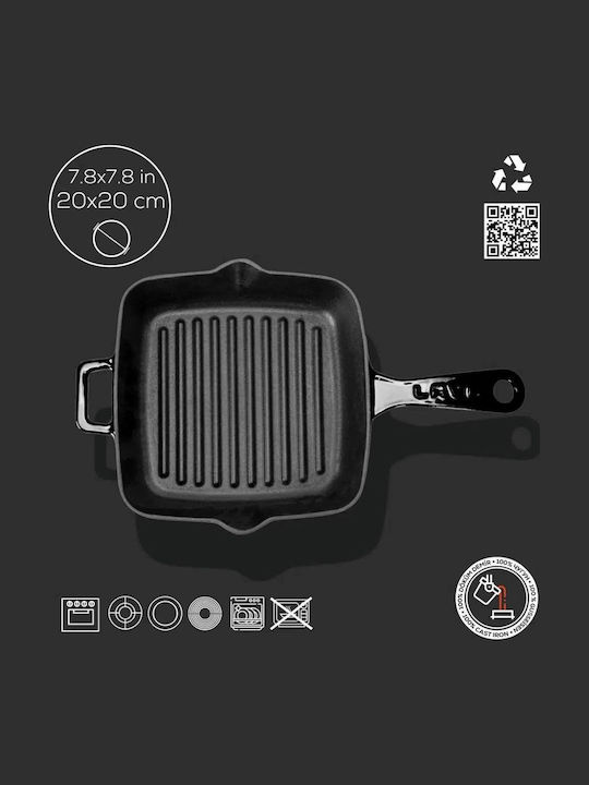 Lava Grill Pan Cast Iron with Enamel Coating 19.5cm