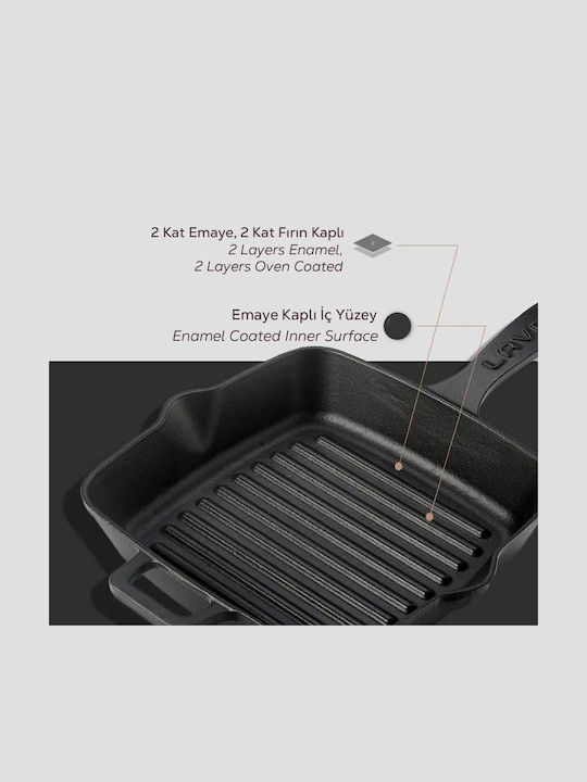 Lava Grill Pan Cast Iron with Enamel Coating 19.5cm