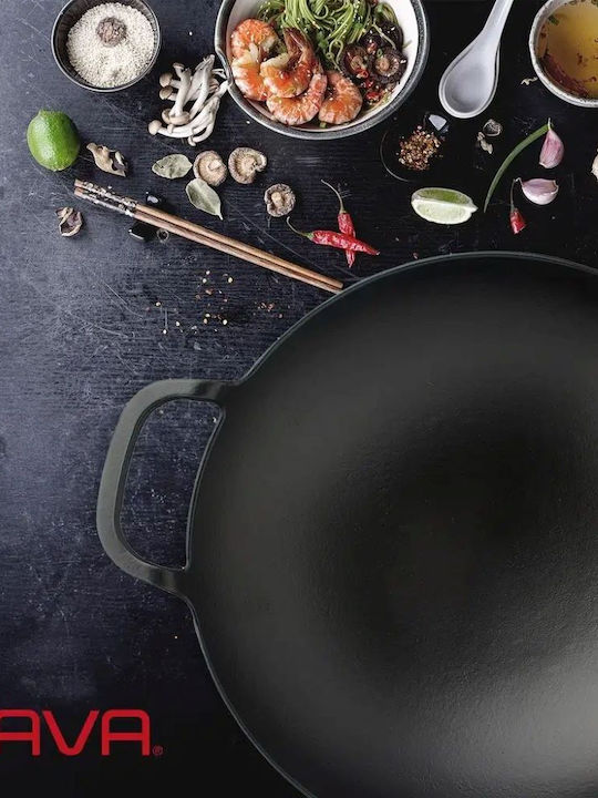 Lava Lava Wok aus Gusseisen mit Emaille Innenbeschichtung 38cm