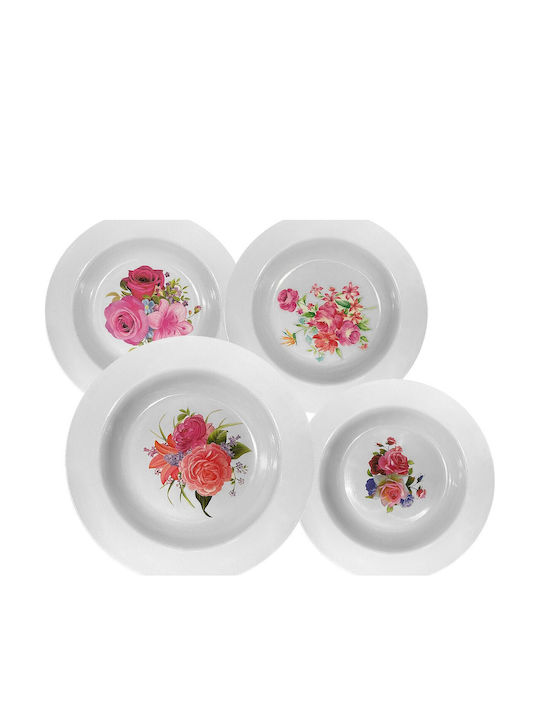 HOMie Plastic Deep Plate Plate Soup Plastic White with Diameter 25cm 12pcs