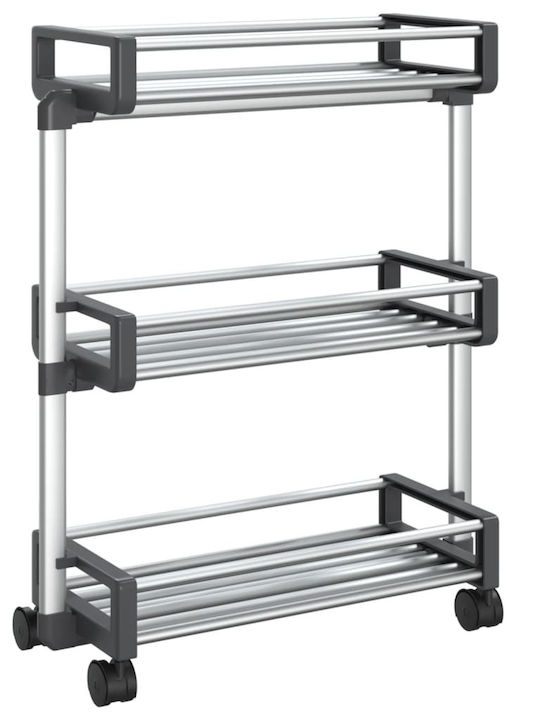 vidaXL Kitchen Trolley Plastic Silver 59x20x75cm