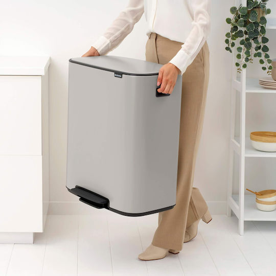 Brabantia Bo Pedal Κάδος Απορριμμάτων Πλαστικός με Πεντάλ Γκρι 30cm