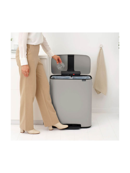 Brabantia Bo Pedal Κάδος Απορριμμάτων Πλαστικός με Πεντάλ Γκρι 30cm