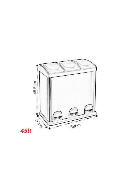 Vesta Vesta Recycling Mülleimer aus Inox mit Pedal Silber 45lt