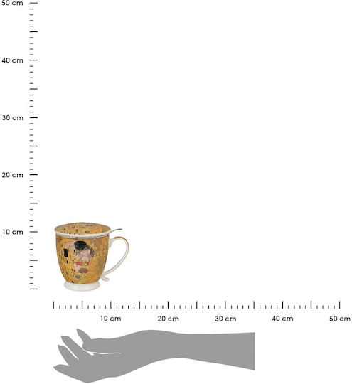 Mug 480ml Lid Tea Filter Box Duo Klimt Kiss Classic