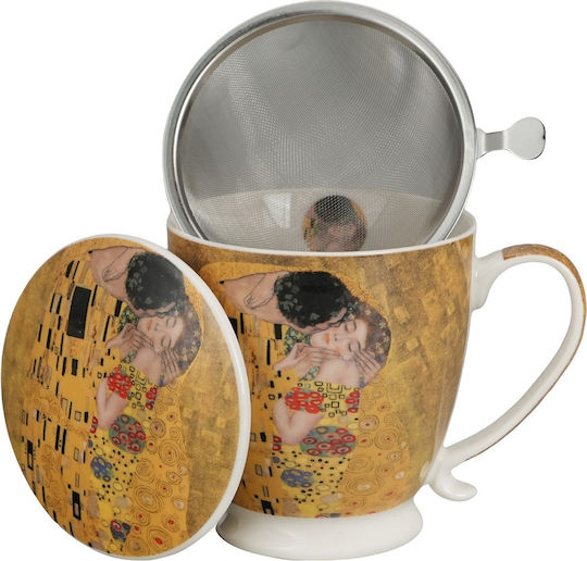 Mug 480ml Lid Tea Filter Box Duo Klimt Kiss Classic